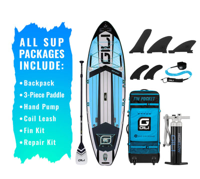 GILI Sports 11'6 Meno Inflatable Stand Up Paddle Board in Blue and Accessories