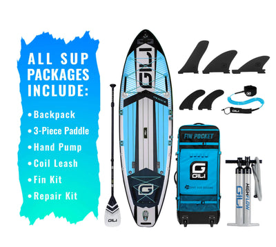 GILI Sports 11'6 Meno Inflatable Stand Up Paddle Board in Blue and Accessories new pump
