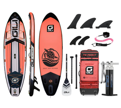 GILI Sports 11'6 Meno Inflatable Stand Up Paddle Board in Coral Complete package