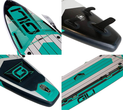 GILI 11' Adventure inflatable paddle board detail shots in Teal