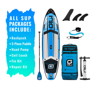 GILI 11'6 AIR inflatable paddle board bundle accessories