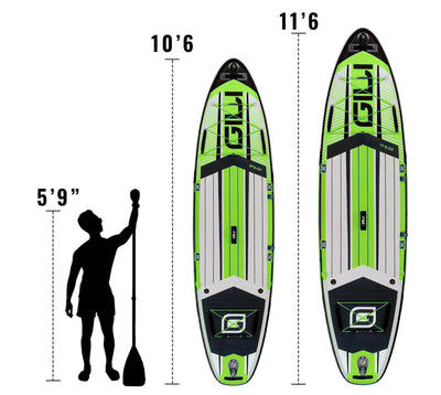 GILI AIR Green inflatable paddle board sizing comparison