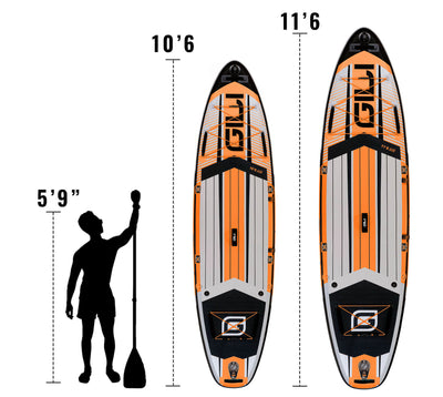 GILI AIR Orange inflatable paddle board sizing comparison