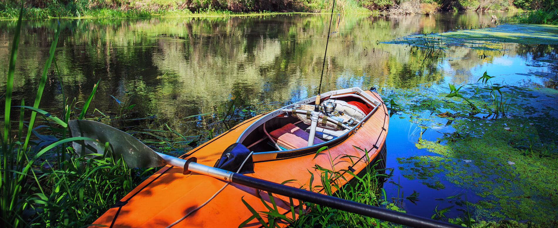 Sit in kayak use for fishing on a lake