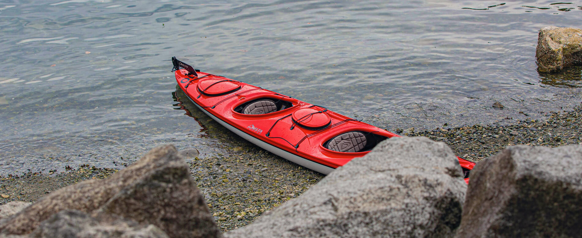 Red tandem kayak