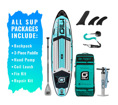 10'6 AIR Inflatable Paddle Board in Teal with Gray paddle