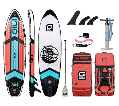 GILI 10'6 Komodo Inflatable Paddle Board package in Coral