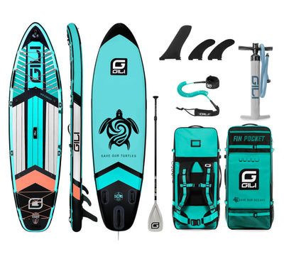 GILI 10'6 Komodo Inflatable Paddle Board package in Teal