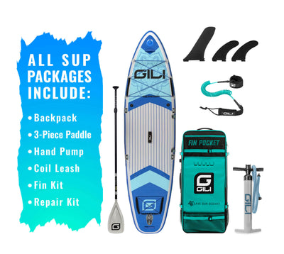 GILI 10'6 Komodo Inflatable Paddle Board package bundle Yoga