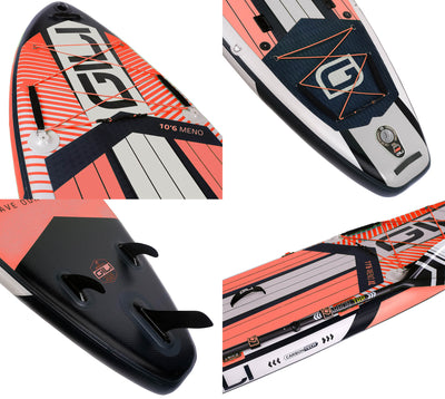 GILI Sports 10'6 Meno Inflatable Stand Up Paddle Board in Coral Detailed shots