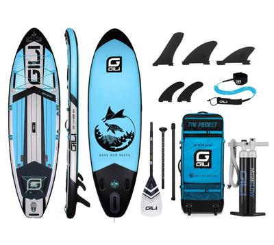 GILI Sports 10'6 Meno Inflatable Stand Up Paddle Board in Blue Complete package