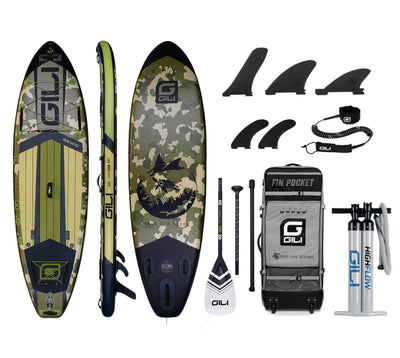 GILI Sports 10'6 Meno Inflatable Stand Up Paddle Board in Camo Complete package new pump