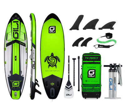 GILI Sports 10'6 Meno Inflatable Stand Up Paddle Board in Green Complete package new pump