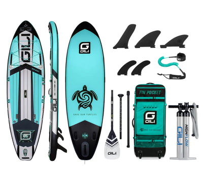 GILI Sports 10'6 Meno Inflatable Stand Up Paddle Board in Teal Complete package new pump