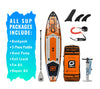 GILI 11' Adventure Inflatable Paddle Board Package in Orange with accessories