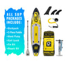 GILI 12' Adventure Inflatable Paddle Board Package in Yellow with accessories