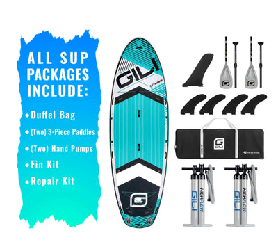 15' Manta Ray Multi-Person Inflatable SUP in Teal complete package