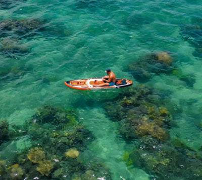 GILI Adventure inflatable paddle board Orange in action at Hawaii
