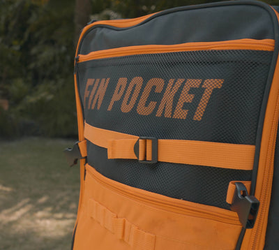 GILI Inflatable SUP backpack in Orange Fin pocket