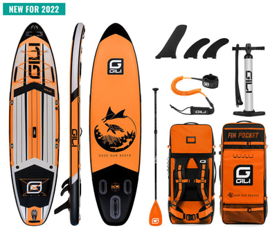 GILI 10'6 AIR inflatable paddle board package in Orange
