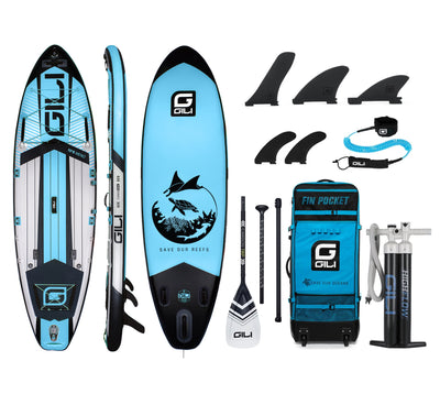 GILI 10'6 Meno inflatable paddle board package in Blue