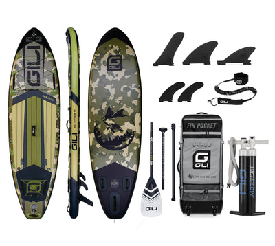 GILI 10'6 Meno inflatable paddle board package in Camo