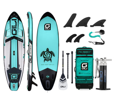 GILI 10'6 Meno inflatable paddle board package in Teal