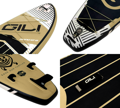 GILI 10'6 Meno inflatable paddle board detail shots in Sand