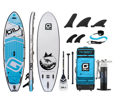 GILI 10'6 Meno inflatable paddle board package in White