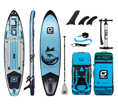 GILI 11' Adventure inflatable paddle board package in Blue