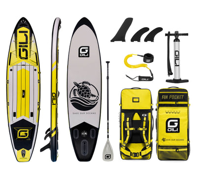 GILI 11' Adventure inflatable paddle board package in Yellow