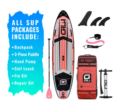 GILI 11'6 AIR Coral inflatable paddle board bundle accessories