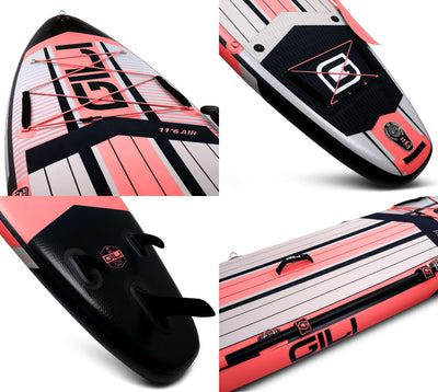 GILI 11'6 AIR inflatable paddle board detail shots in Coral