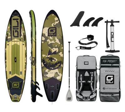 GILI 12' Adventure inflatable paddle board package in Camo