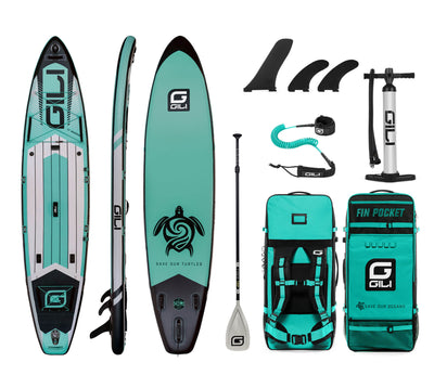 12' Adventure Inflatable Paddle Board Package in Teal