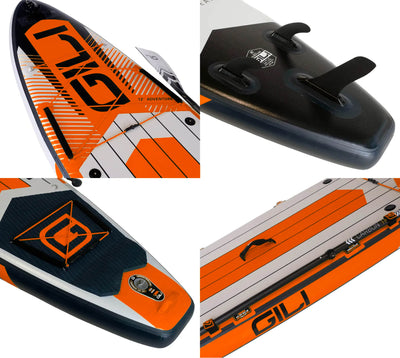 GILI 12' Adventure inflatable paddle board detail shots in Orange