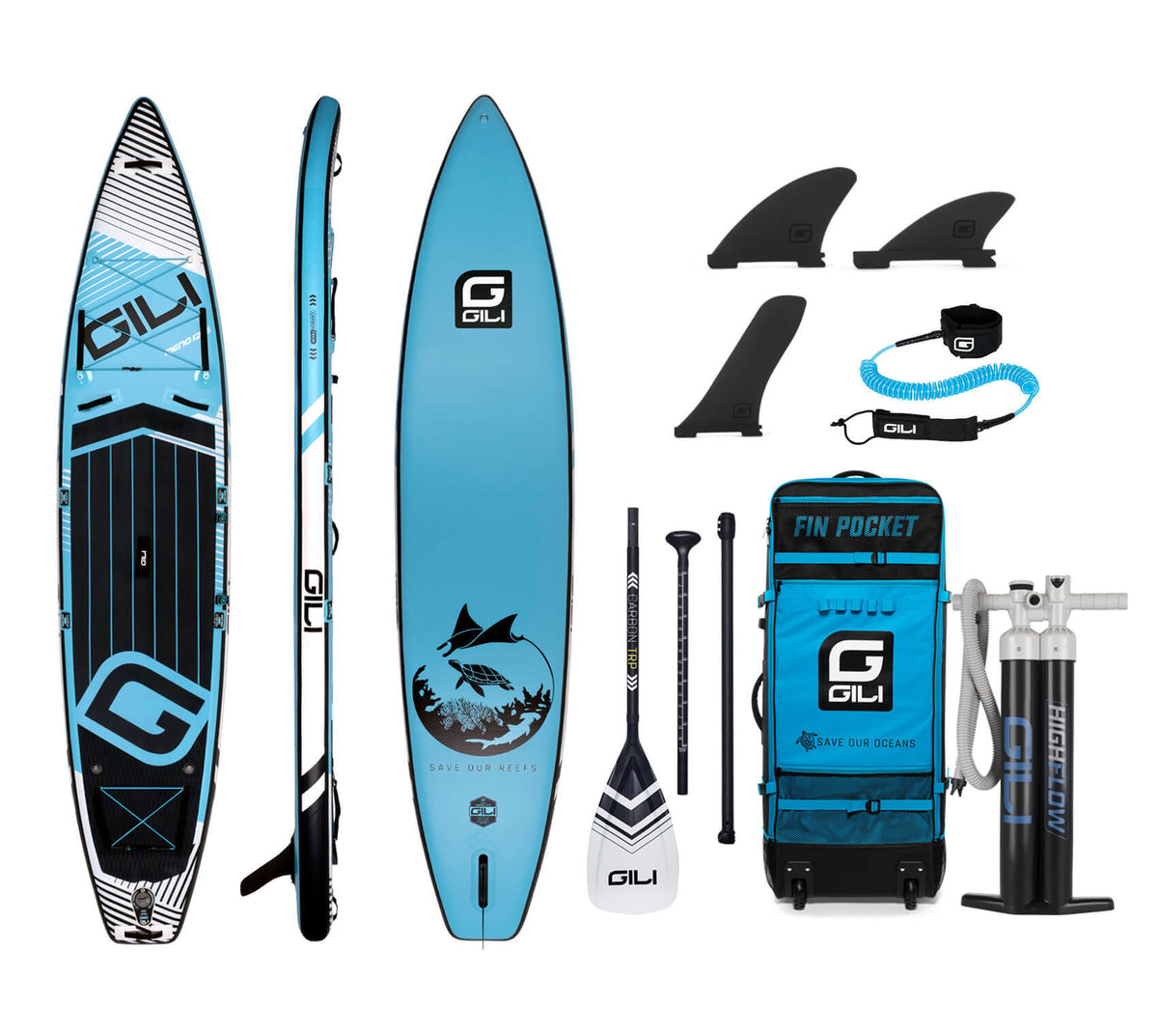 12'6 MENO Touring Inflatable Stand Up Paddle Board Package | GILI Sports