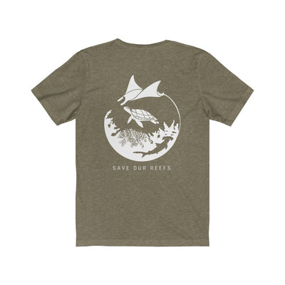 Save Our Reefs Unisex Short Sleeve Tee brown back