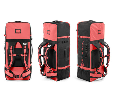 GILI inflatable paddle board backpack in Coral with fin pocket