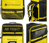 GILI iSUP non-rolling backpack with fin pocket yellow detailed shots
