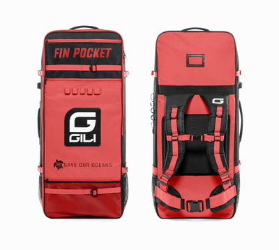 GILI inflatable paddle board backpack with fin pocket in Coral