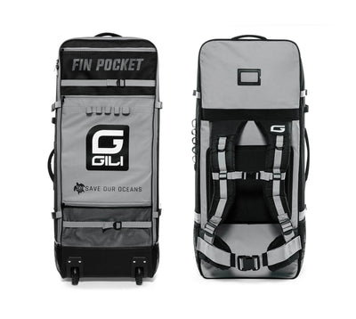 GILI rolling backpack Gray for paddle board front and back