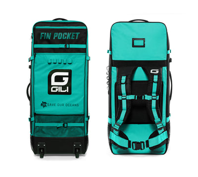 GILI rolling backpack Teal front and back
