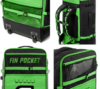 GILI rolling backpack Green for paddle board detailed shots