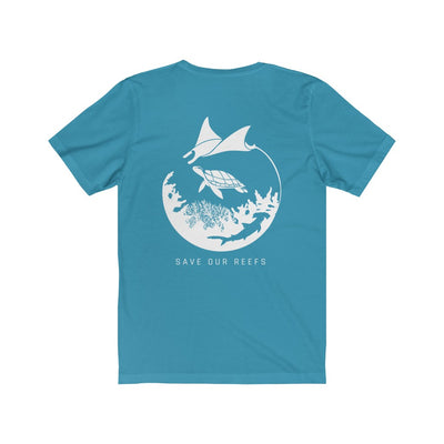 Save Our Reefs Unisex Short Sleeve Tee blue back