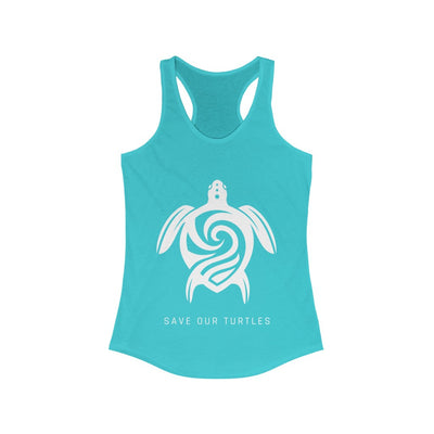 Women's Save Our Turtles Racerback Tank teal front