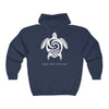 Save Our Turtles Full Zip Hooded Sweatshirt navy blue back