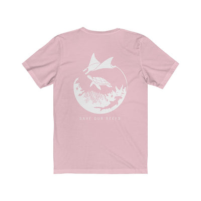 Save Our Reefs Unisex Short Sleeve Tee pink back