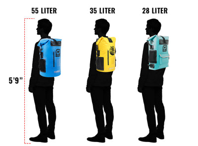 GILI Waterproof Backpack Roll-Top size diagram