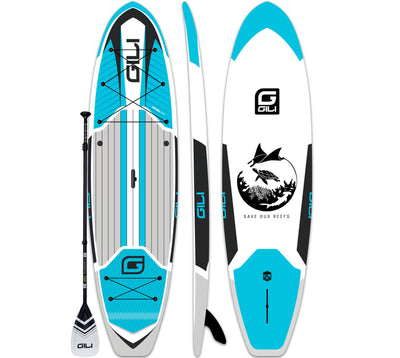 10'6 Tidal Wave Hard Paddle Board Package in Blue